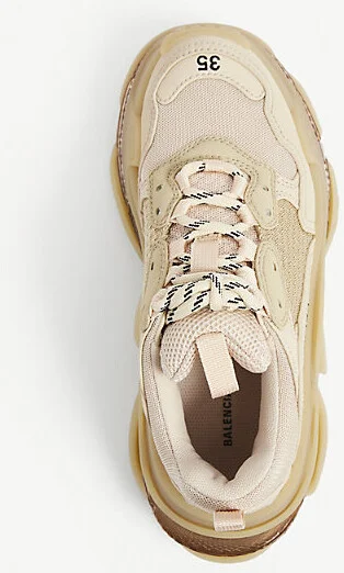 Womens Beige Women's Triple S Leather and Mesh Trainers Eur 42/ 9 Uk Women - Image 2