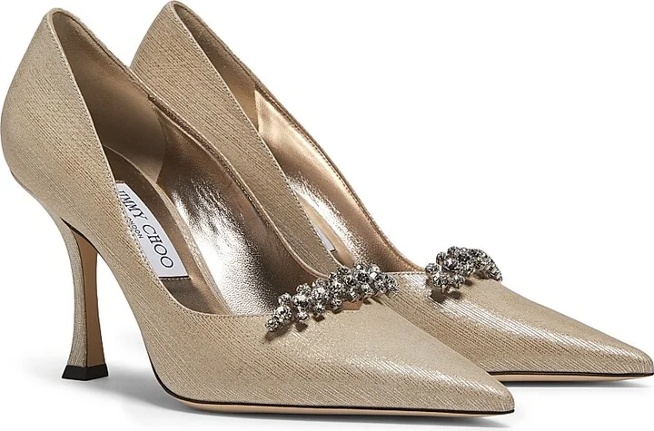 Women's Belinda 90MM Embellished Metallic Leather Pumps - Soft Gold - Size 5.5 - Image 2
