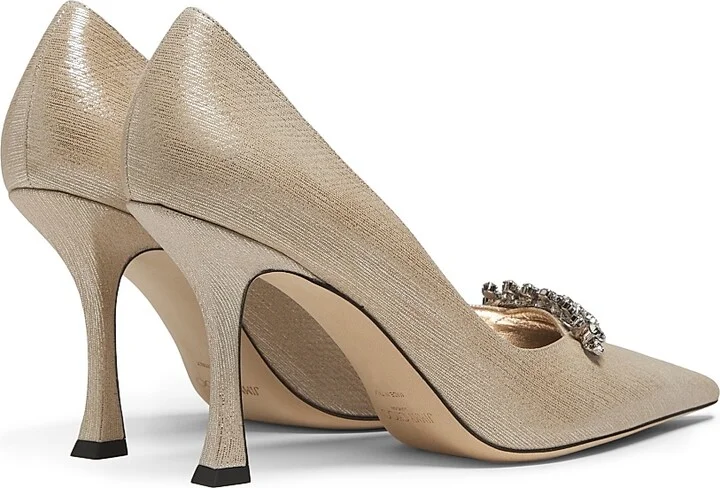 Women's Belinda 90MM Embellished Metallic Leather Pumps - Soft Gold - Size 5.5 - Image 3