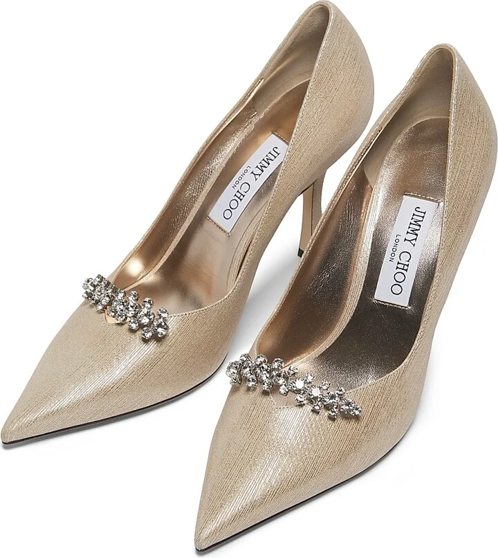 Women's Belinda 90MM Embellished Metallic Leather Pumps - Soft Gold - Size 5.5 - Image 4