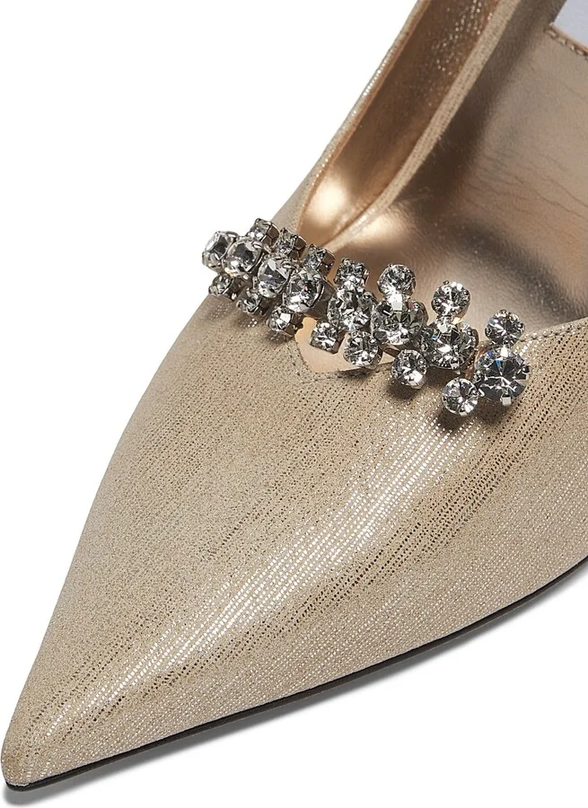Women's Belinda 90MM Embellished Metallic Leather Pumps - Soft Gold - Size 5.5 - Image 5