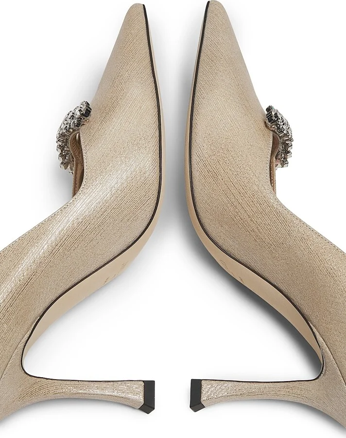 Women's Belinda 90MM Embellished Metallic Leather Pumps - Soft Gold - Size 5.5 - Image 6