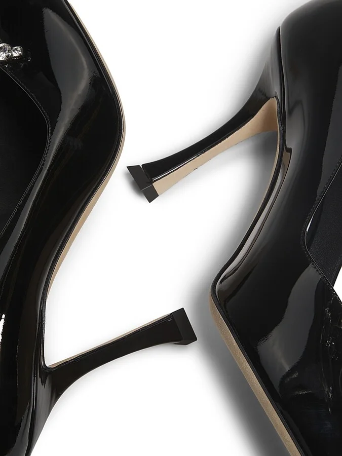 Women's Belinda 90MM Embellished Patent Leather Pumps - Black - Size 5 - Image 6