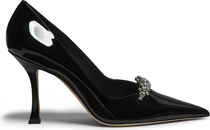 Women's Belinda 90MM Embellished Patent Leather Pumps - Black - Size 5