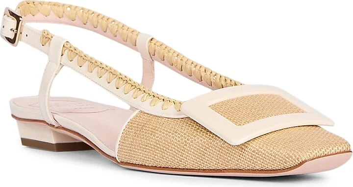 Women's Belle Vivier 25MM Braided Raffia Flats - Natural - Size 5 - Image 2