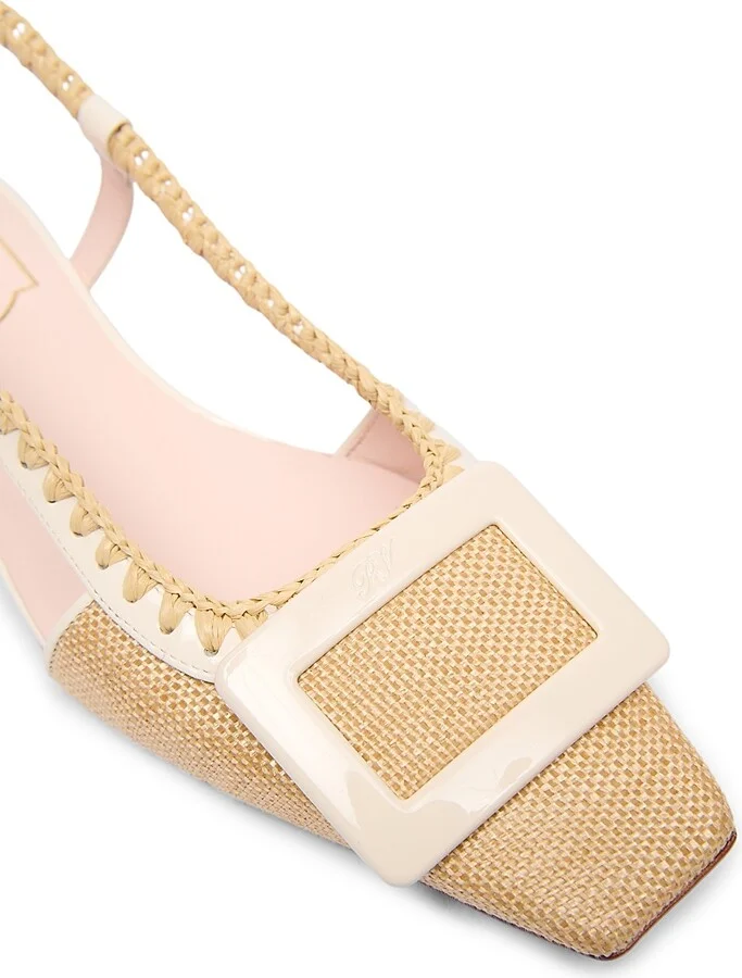 Women's Belle Vivier 25MM Braided Raffia Flats - Natural - Size 5 - Image 5