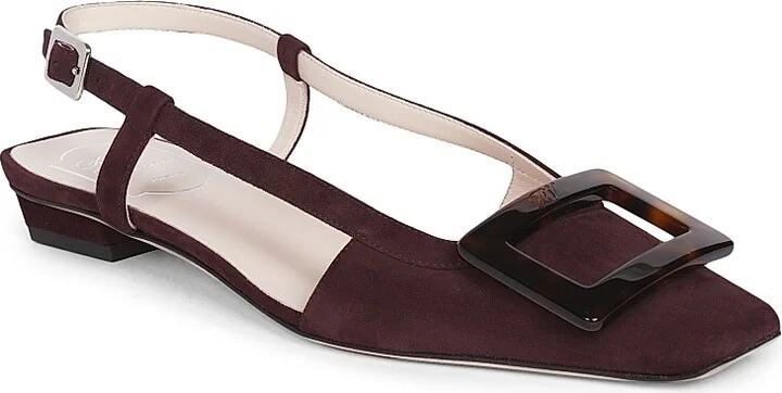 Women's Belle Vivier 25MM Suede Slingback Ballerina Flats - Kraft Chiaro - Size 6 - Image 2