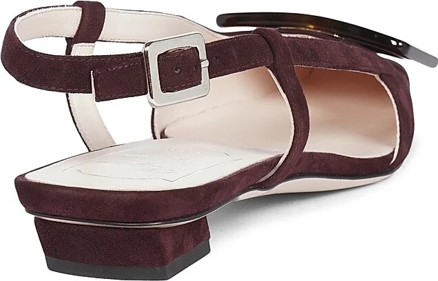 Women's Belle Vivier 25MM Suede Slingback Ballerina Flats - Kraft Chiaro - Size 6 - Image 3