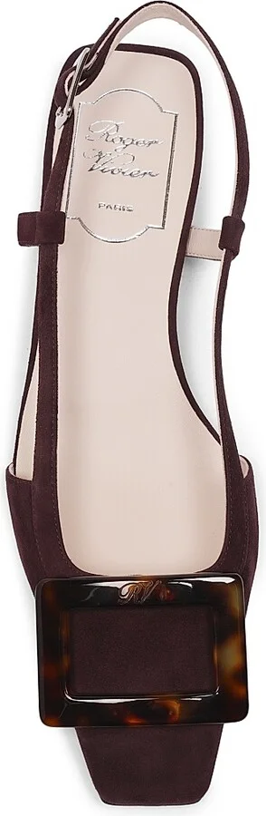 Women's Belle Vivier 25MM Suede Slingback Ballerina Flats - Kraft Chiaro - Size 6 - Image 4