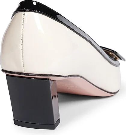 Women's Belle Vivier 45MM Patent Leather Buckle Pumps - Cream Black - Size 6.5 - Image 3
