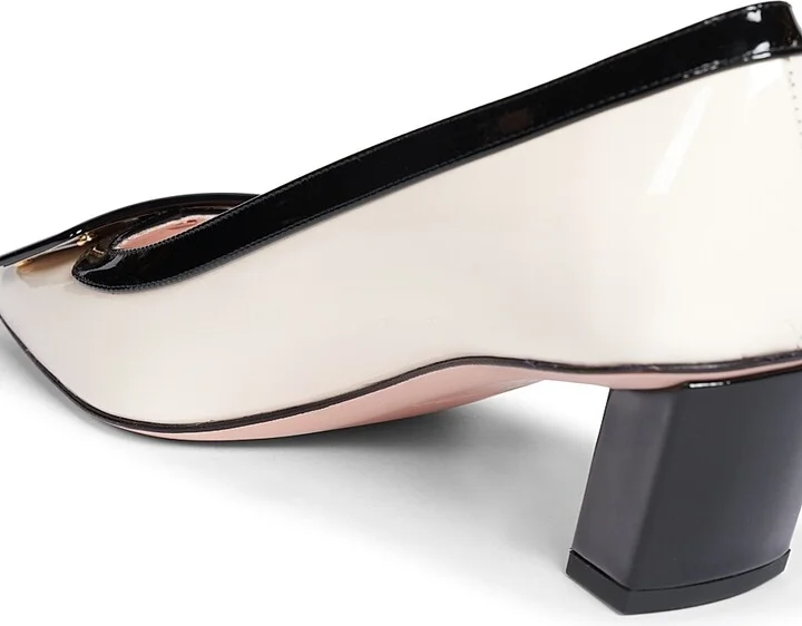 Women's Belle Vivier 45MM Patent Leather Buckle Pumps - Cream Black - Size 6.5 - Image 8