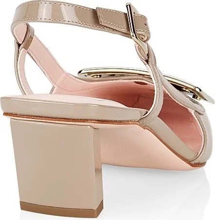 Women's Belle Vivier 45MM Patent Leather Slingback Pumps - Taupe - Size 5 - Image 3