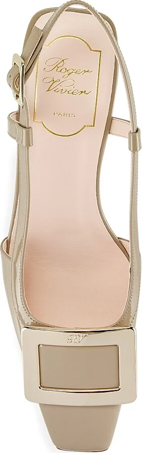 Women's Belle Vivier 45MM Patent Leather Slingback Pumps - Taupe - Size 5 - Image 5