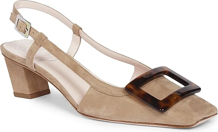 Women's Belle Vivier 45mm Suede Slingback Pumps - Tabacco Chiaro - Size 6 - Image 2