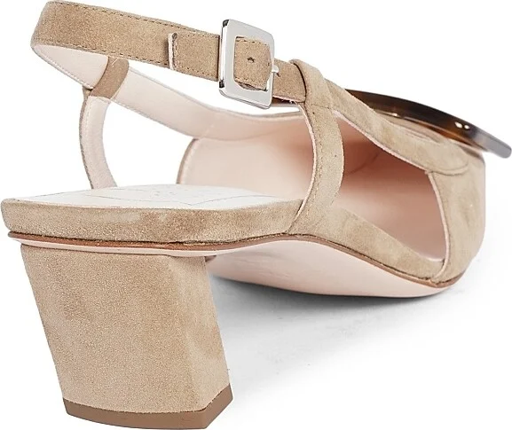 Women's Belle Vivier 45mm Suede Slingback Pumps - Tabacco Chiaro - Size 6 - Image 3
