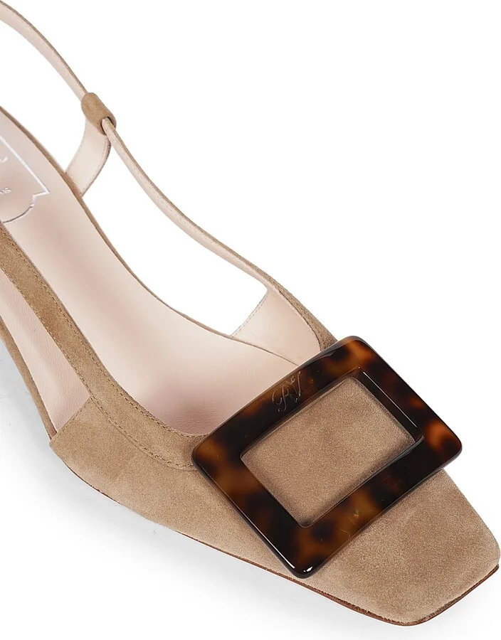 Women's Belle Vivier 45mm Suede Slingback Pumps - Tabacco Chiaro - Size 6 - Image 5