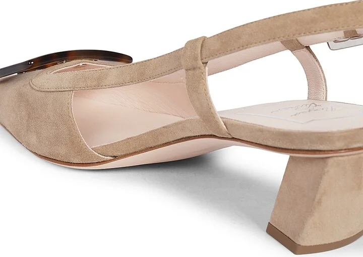 Women's Belle Vivier 45mm Suede Slingback Pumps - Tabacco Chiaro - Size 6 - Image 7