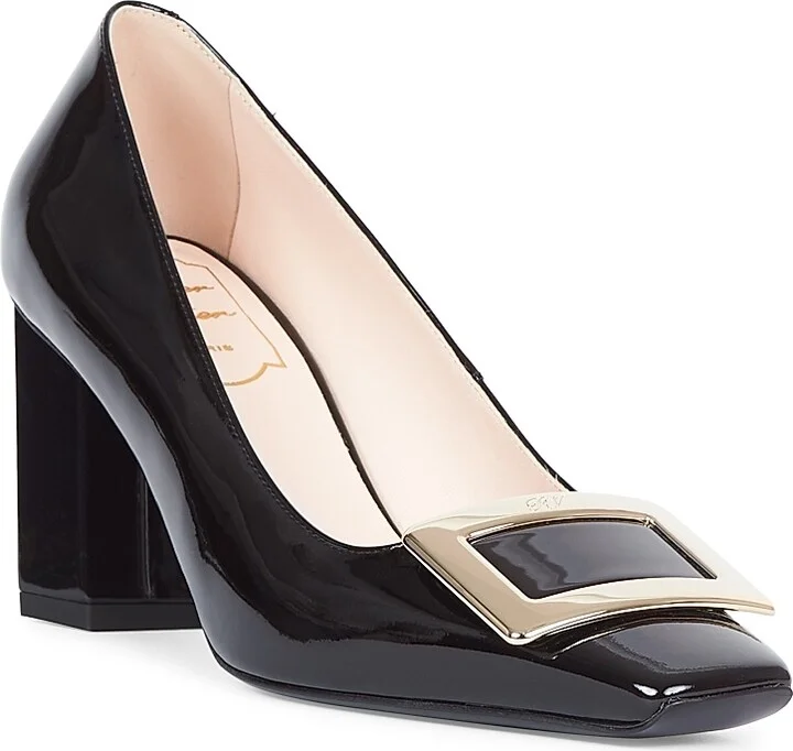 Women's Belle Vivier 75MM Leather Buckle Pumps - Black - Size 7 - Image 2