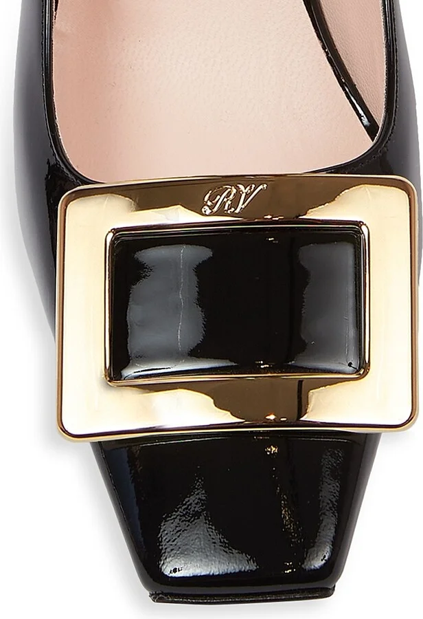 Women's Belle Vivier 75MM Leather Buckle Pumps - Black - Size 7 - Image 4