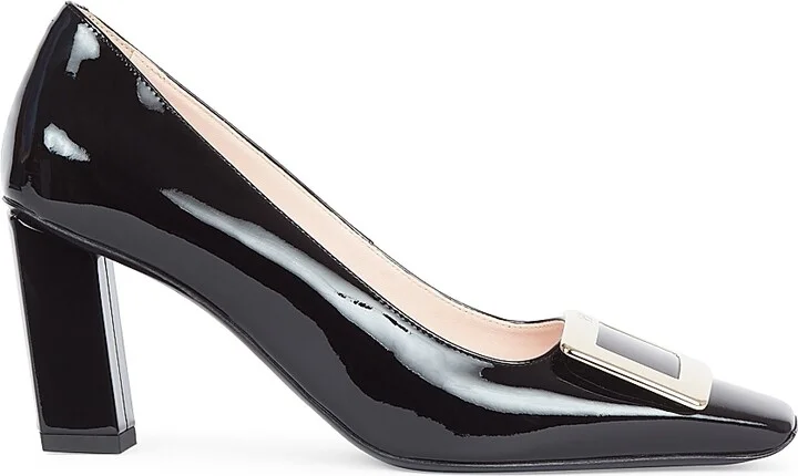 Women's Belle Vivier 75MM Leather Buckle Pumps - Black - Size 7