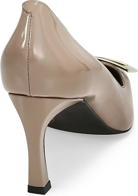 Women's Belle Vivier Trompette 70MM Patent Leather Pumps - Cement - Size 4.5 - Image 3