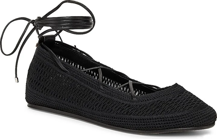Women's Belna Crochet Ankle-Wrap Flats - Black - Size 6 - Image 2