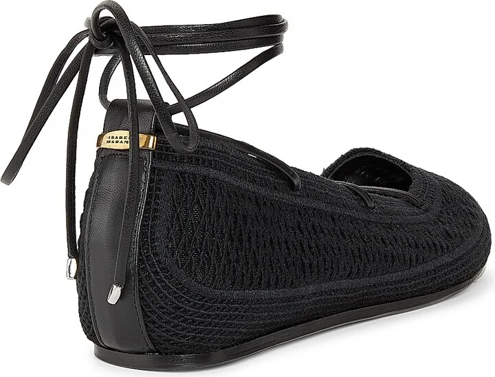 Women's Belna Crochet Ankle-Wrap Flats - Black - Size 6 - Image 3