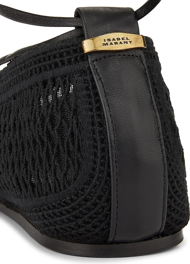 Women's Belna Crochet Ankle-Wrap Flats - Black - Size 6 - Image 5