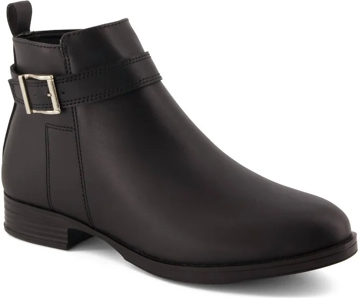 Women's Belt Buckle Booties In Black