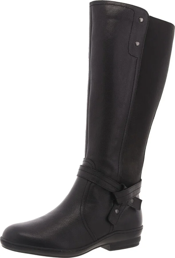 Womens Belted Leather Knee-High Boots