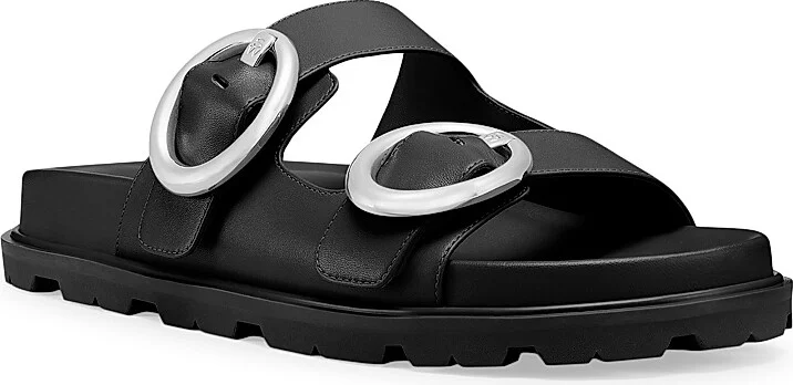 Women's Benni Sport Leather Slides - Black - Size 10 Sandals - Image 2