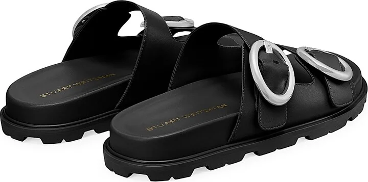 Women's Benni Sport Leather Slides - Black - Size 10 Sandals - Image 3