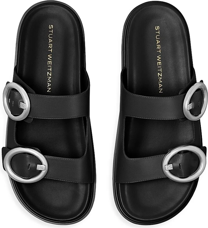 Women's Benni Sport Leather Slides - Black - Size 10 Sandals - Image 4