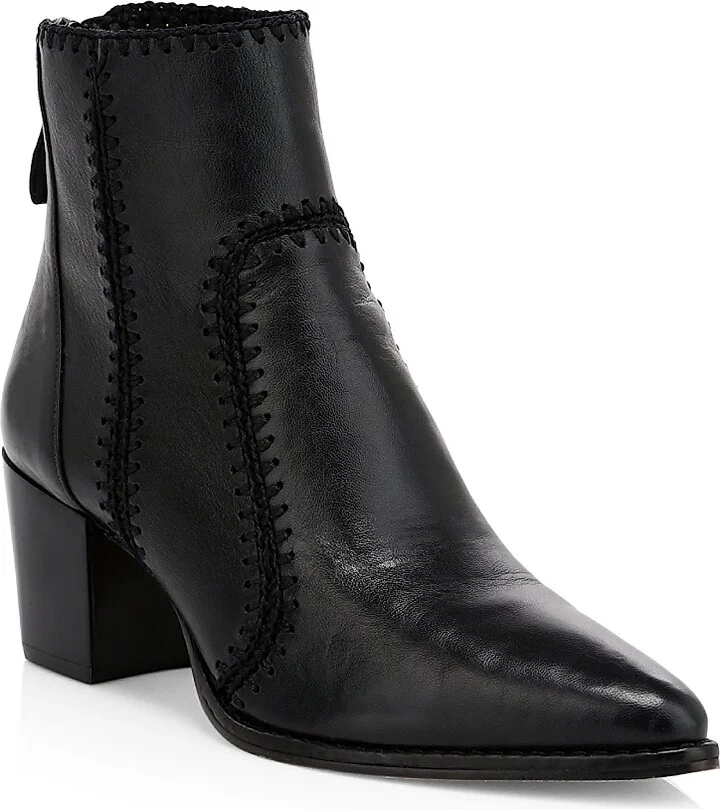Women's Benta Embroidered Leather Ankle Boots - Black - Size 5 - Image 2