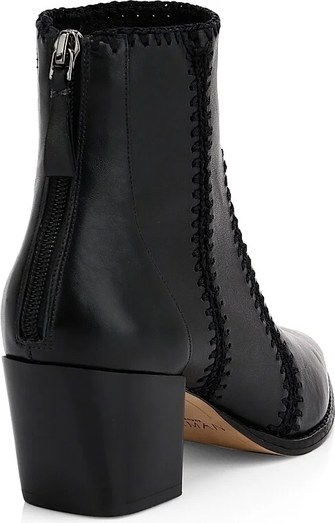 Women's Benta Embroidered Leather Ankle Boots - Black - Size 5 - Image 3