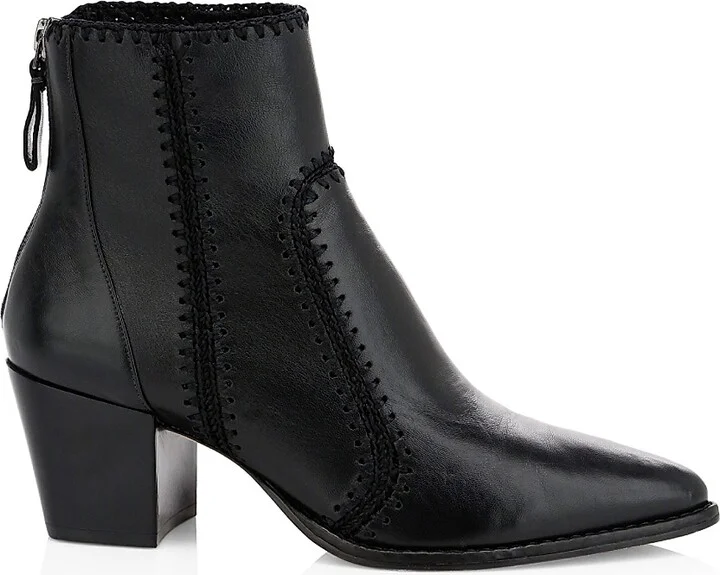 Women's Benta Embroidered Leather Ankle Boots - Black - Size 5