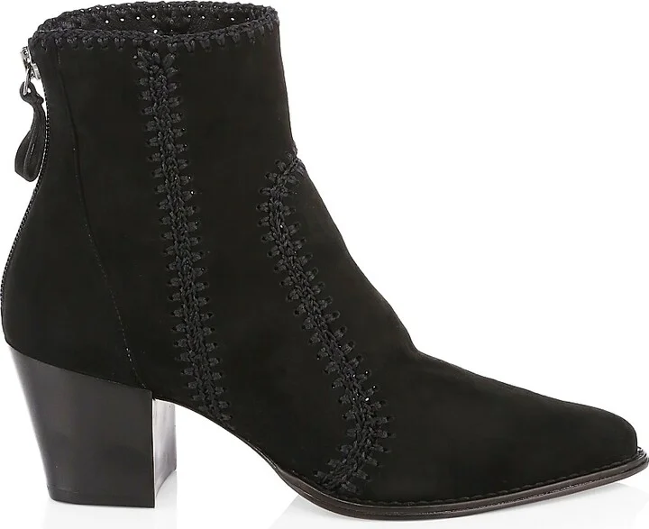 Women's Benta Embroidered Suede Ankle Boots - Black - Size 5