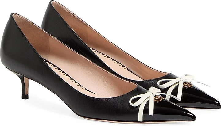 Women's Bepointy 45MM Pumps in Patent Leather and Kidskin - Black Ivory - Size 7 - Image 2