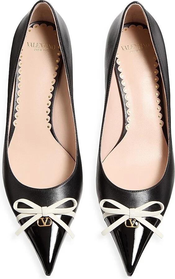 Women's Bepointy 45MM Pumps in Patent Leather and Kidskin - Black Ivory - Size 7 - Image 4