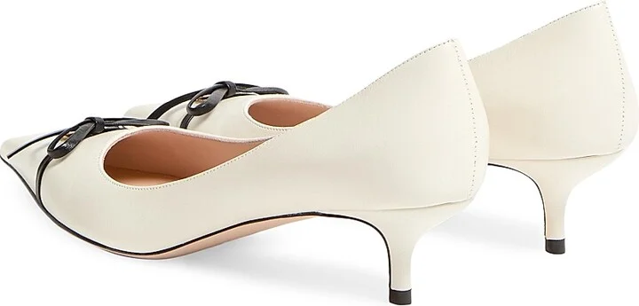 Women's Bepointy 45MM Pumps in Patent Leather and Kidskin - Black Ivory - Size 7 - Image 9