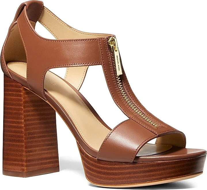 Women's Berkley 100MM Leather Sandals - Luggage - Size 5 - Image 2