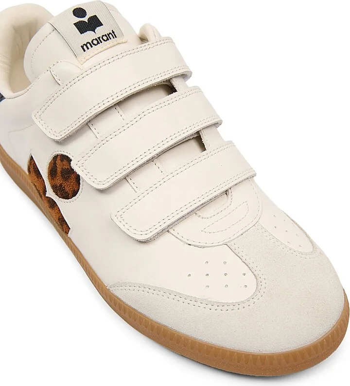 Women's Beth Leather Low-Top Sneakers - Ecru Leopard - Size 6 - Image 5