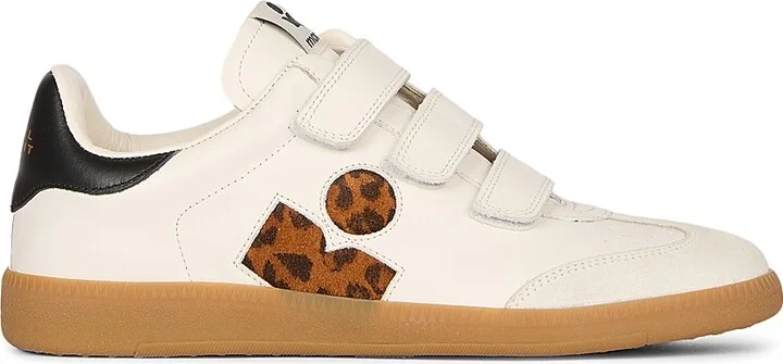 Women's Beth Leather Low-Top Sneakers - Ecru Leopard - Size 6