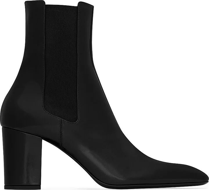 Women's Betty Chelsea Boots in Glazed Leather - Black - Size 5