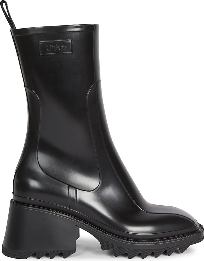 Women's Betty PVC Lug Sole Rain Boots - Black - Size 5