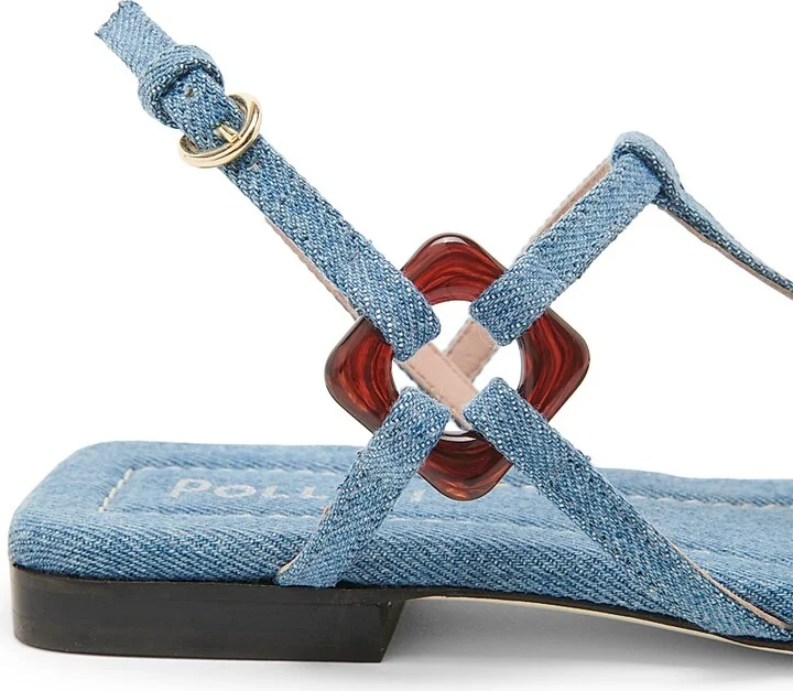 Women's Between the Lines Denim T-Strap Sandals - Denim - Size 6 - Image 5