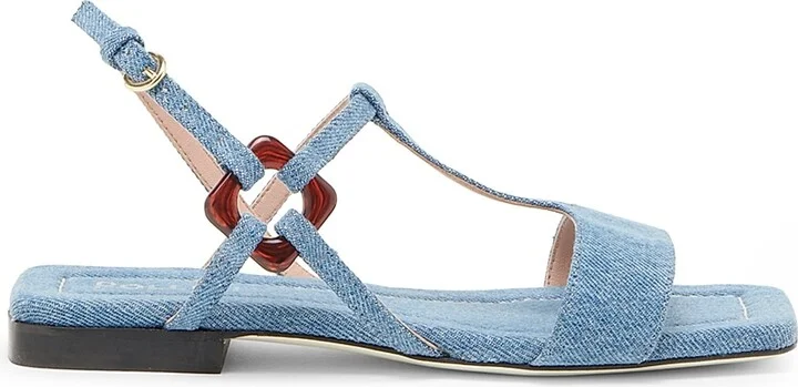 Women's Between the Lines Denim T-Strap Sandals - Denim - Size 6