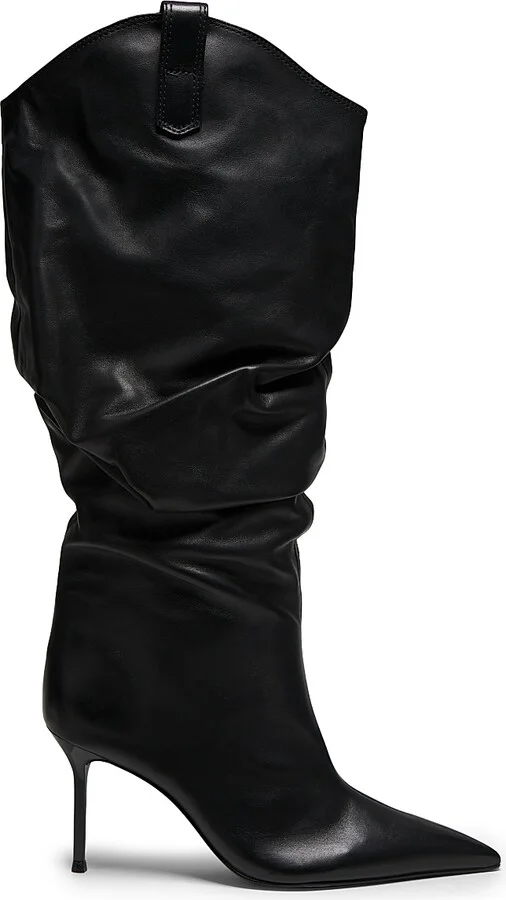 Women's Beverly Leather Stiletto Boots - Black - Size 5