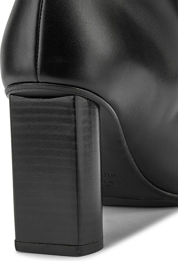 Women's Bi-Color Leather High-Heel Boots - Cognac And Black - Size 6.5 - Image 6
