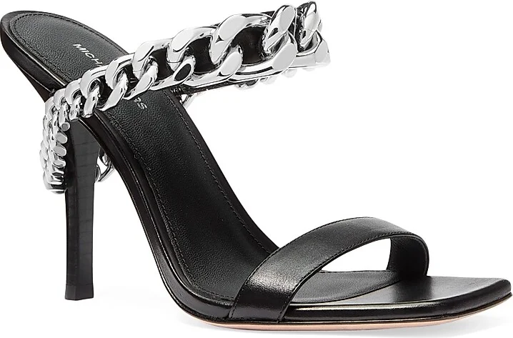 Women's Bianca 100MM Chain-Link Leather Sandals - Black - Size 5 - Image 2